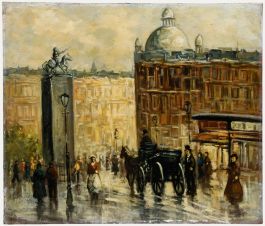 Jacob London (1872-1953) - Early 20th Century Oil, Parisian Street Scene