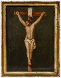 Fidelis Bentele (1830-1901) - Framed 1872 Oil, The Crucifixion of Jesus Christ