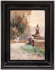 Framed Early 20th Century Oil - Park Landscape