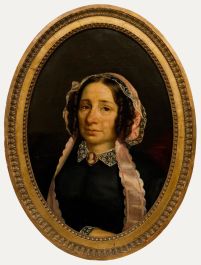 French School Mid 19th Century Oil - Lady with Cameo