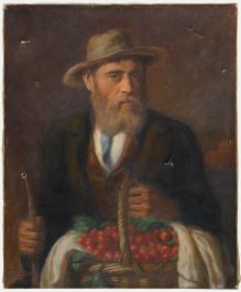 For Restoration Early 20th Century Oil - Basket of Cherries
