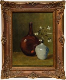 Framed Mid 20th Century Oil - Still Life with Soy Sauce Bottle