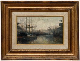 Alexandre Marcette (1853-1929) - Impressionist Oil, Early Morning at the Harbour