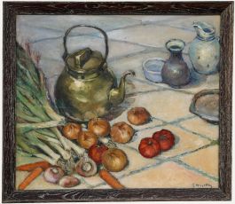 G. Missotten - Framed Early 20th Century Oil, Still Life with Brass Kettle
