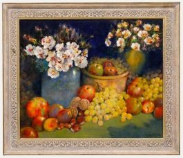 Norman R. Coker - Framed Contemporary Oil, Still Life Fruit & Flowers