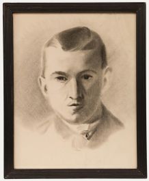 E. Gaubert - Late 19th Century Charcoal Drawing, Portrait of a Young Man