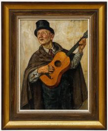 Bernhard Gauer (1882-1955) - Framed Early 20th Century Oil, The Busker