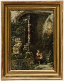 Ludwig von Rossler (1842-1910) - Framed Oil, In Old Brickwork