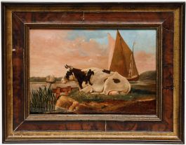Dutch School 19th Century Oil - Resting Cow