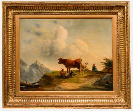 H. Haas - 1887 Oil, Alpine Cattle