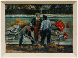 Louie Rose - British School Mid 20th Century Oil, A Hole in the Road