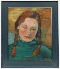Thea Hucke (1893-1970) - Framed Mid 20th Century Oil, Young Girl with Braids