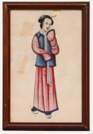 19th Century Gouache - Lady in Pink