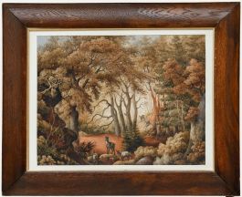 J.N. Ponson - Framed Early 20th Century Watercolour, Deer in an Autumnal Glade