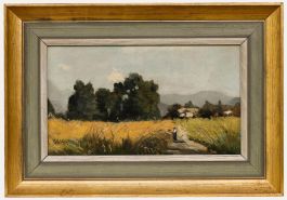 Early 20th Century Oil - In the Cornfield