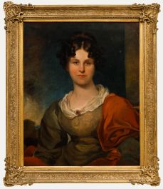 British School Early 19th Century Oil - Regency Lady with Red Shawl