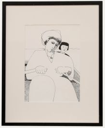 20th Century Pen and Ink Drawing - Rowing on the Lake