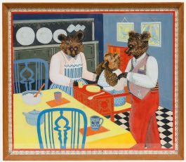 Framed Mid 20th Century Gouache - Porridge Time!