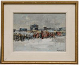 Thomas Mathews (1920-2000) - Impasto 20th Century Acrylic, Snow Fence