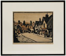 Vincent New (1906-1994) - 1930 Woodblock, Main Road, Sevenoaks