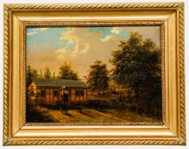 German School 19th Century Oil - The Firing Range