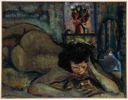 Diamantino Riera (1912-1961) - Mid 20th Century Oil, Reading Nude