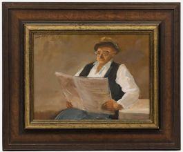 Benno Breyer - 1986 Oil, Newspaper Reader