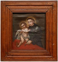 19th Century Oil - Saint Anthony of Padua with the Infant Jesus