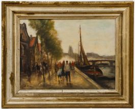 Willy Prinz - Framed 20th Century Oil, By the Riverfront