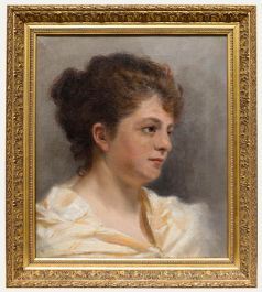 Romantic 19th Century Oil - Lady in Yellow