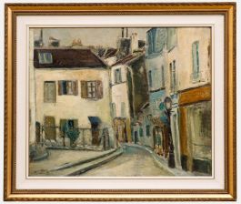 Gabriel Dauchot (1927-2003) - Framed Oil, Rue Norvins in Montmartre