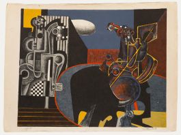 J. Herrera - Futurist Mid 20th Century Lithograph, The Machine