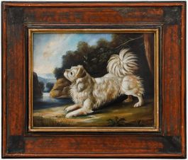 Ida Calzolari - Framed 20th Century Oil, Pomeranian in a Landscape