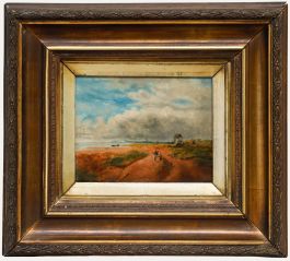 Framed 19th Century Oil - Children on a Coastal Path
