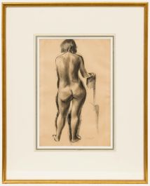 Charles James McCall - Framed 20th Century Charcoal Drawing, Standing Nude