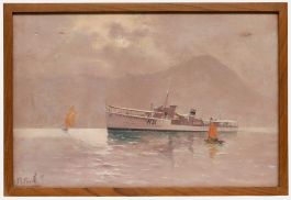 Thomas G. Purvis (1861-1933) - 1930 Oil, HMS Sterling off Hong Kong