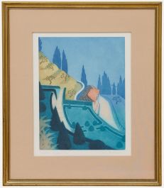 Julia Matcham - Framed 20th Century Aquatint, Serbelloni Gardens