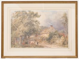 Attrib. James Price (fl.1842-76) - Watercolour, Cattle Before The Cottage