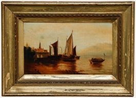 Framed 19th Century Oil - Approaching the Shore