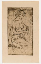 Anne Rees-Mogg - Mid 20th Century Etching, Kneeling Nude