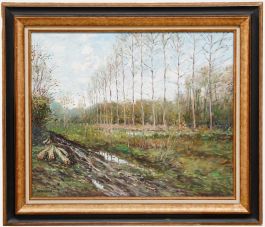 Jean Kevorkian - 1984 Oil, Poplars at Écharcon