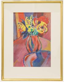 Chris Robert - Framed 20th Century Oil, Tulips in a Vase