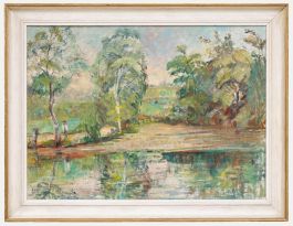 Rene Temple - Framed 20th Century Oil, Reflections