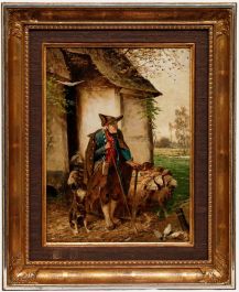 Fritz Beinke - Late 19th Century Oil, Shepherd with his Flock
