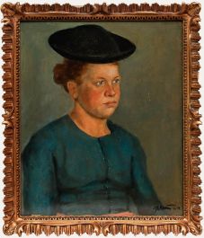 Early 20th Century Oil - Woman with a Wide-Brimmed Hat