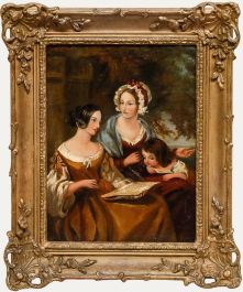 19th Century Oil - Mother and Daughters