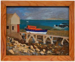 John Nash - Framed Contemporary Oil, Sennen Lifeboat