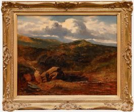 Early 20th Century Oil - Fisherman by a Tarn