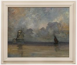Framed Mid 20th Century Oil - Returning to the Mill