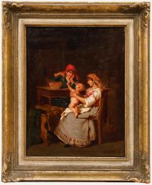 Arturo Petrocelli - Late 19th Century Oil, The Little Grape Eater